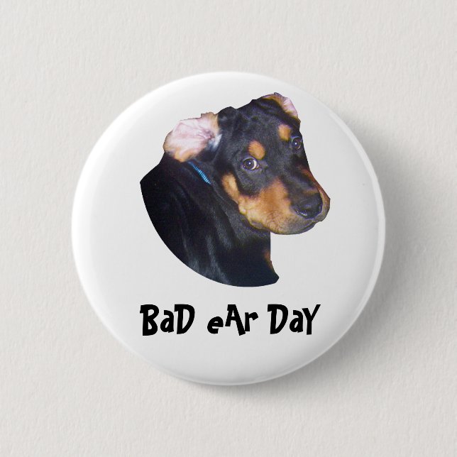 Chapa Redonda De 5 Cm Rottweiler Puppy, BaD Ar DaY (Anverso)
