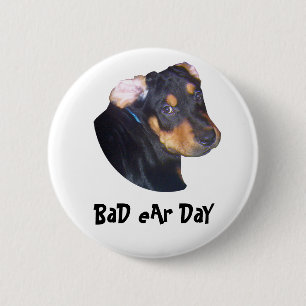 Chapa Redonda De 5 Cm Rottweiler Puppy, BaD Ar DaY