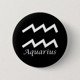 Chapa Redonda De 5 Cm Rótulo "Aquarius" Zodiac
