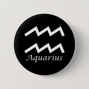 Chapa Redonda De 5 Cm Rótulo "Aquarius" Zodiac
