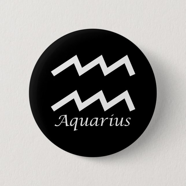 Chapa Redonda De 5 Cm Rótulo "Aquarius" Zodiac (Anverso)