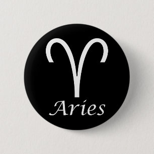 Chapa Redonda De 5 Cm Rótulo "Aries" Zodiac