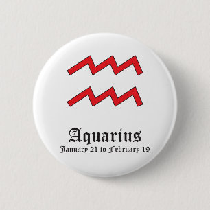 Chapa Redonda De 5 Cm Rótulo ASTROLÓGICO AQUARIUS, SÍMBOLO ZODIAC