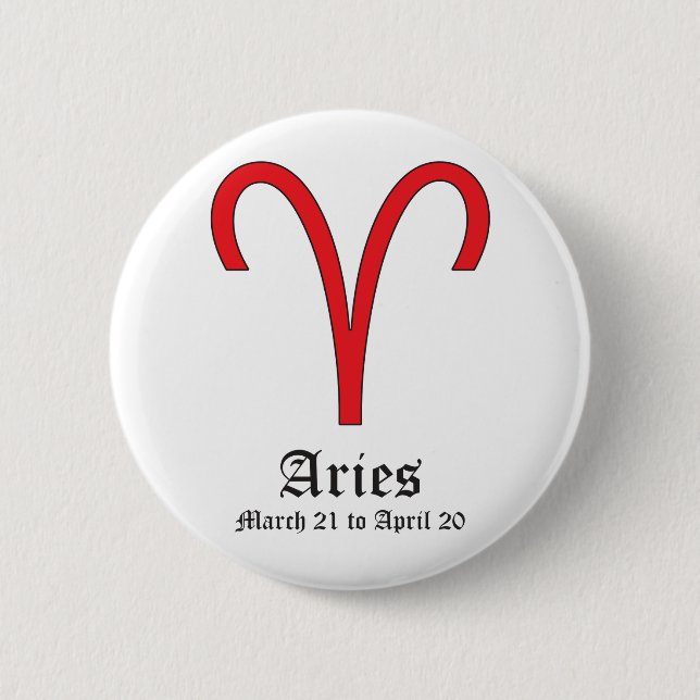 CHAPA REDONDA DE 5 CM RÓTULO ASTROLÓGICO DE ARIES, SÍMBOLO ZODIAC (Anverso)