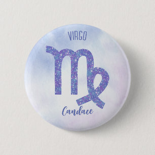 Chapa Redonda De 5 Cm Rótulo Astrológico de Virgo Cute Personalizado
