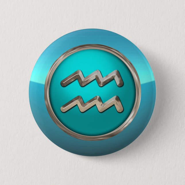 Chapa Redonda De 5 Cm Rótulo astrológico del acuario (Anverso)