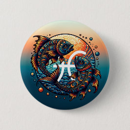Chapa Redonda De 5 Cm Rótulo Astrológico Horoscopio Pisces Zodiac