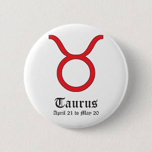 CHAPA REDONDA DE 5 CM RÓTULO ASTROLÓGICO TAURO, SÍMBOLO ZODIAC