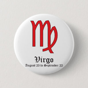 CHAPA REDONDA DE 5 CM RÓTULO ASTROLÓGICO VIRGO, SÍMBOLO ZODIAC