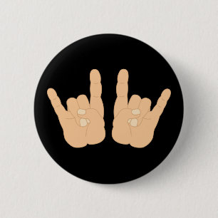 Chapa Redonda De 5 Cm Rótulo de la mano del rock-and-roll