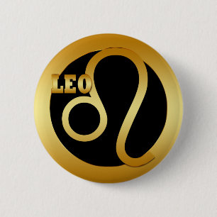 CHAPA REDONDA DE 5 CM RÓTULO DEL ZODIACO DEL ORO DE LEO