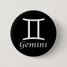 Chapa Redonda De 5 Cm Rótulo "Gemini" Zodiac