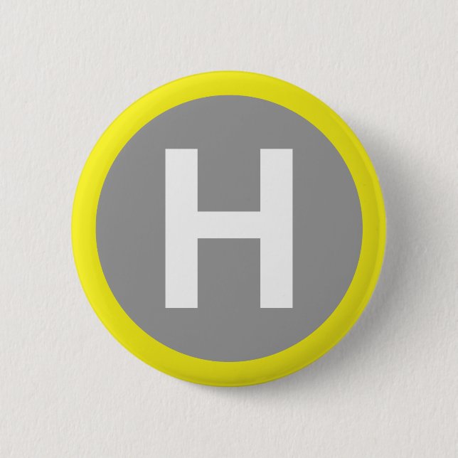 Chapa Redonda De 5 Cm Rótulo Helipad (Anverso)