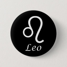 Chapa Redonda De 5 Cm Rótulo "Leo" Zodiac