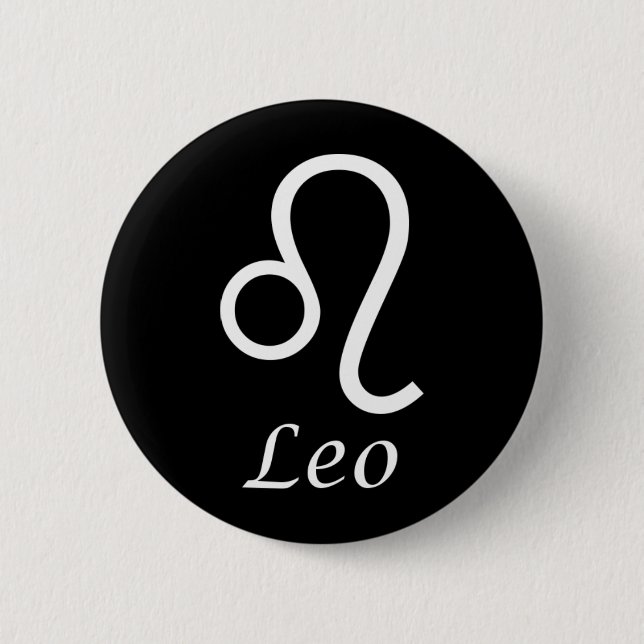 Chapa Redonda De 5 Cm Rótulo "Leo" Zodiac (Anverso)