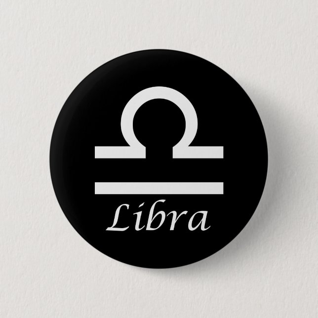 Chapa Redonda De 5 Cm Rótulo "Libra" Zodiac (Anverso)