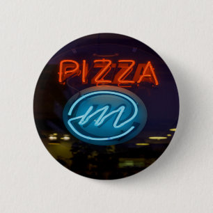 Chapa Redonda De 5 Cm Rótulo Pizza Neon