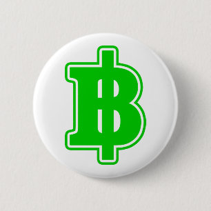 Chapa Redonda De 5 Cm Rótulo VERDE BAHT ฿ dinero tailandés ฿