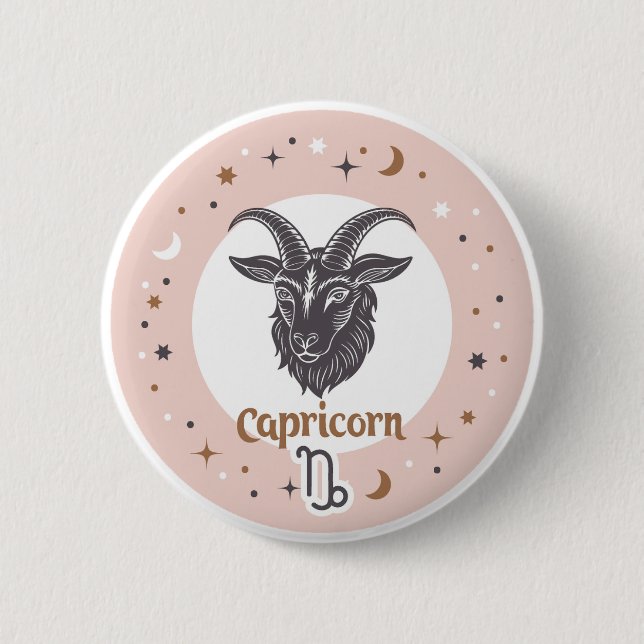 Chapa Redonda De 5 Cm Rótulo Zodiac Capricorn (Anverso)