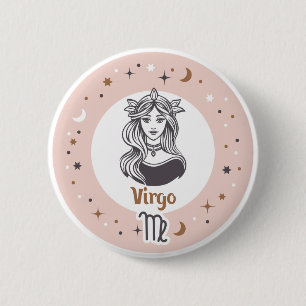 Chapa Redonda De 5 Cm Rótulo Zodiac Virgo