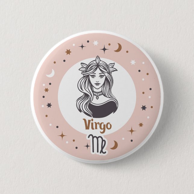 Chapa Redonda De 5 Cm Rótulo Zodiac Virgo (Anverso)