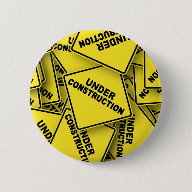 Chapa Redonda De 5 Cm Rótulos de construcción en curso (Anverso)