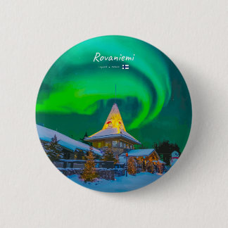 Chapa Redonda De 5 Cm Rovaniemi, Finlandia - Aurora Mágica 