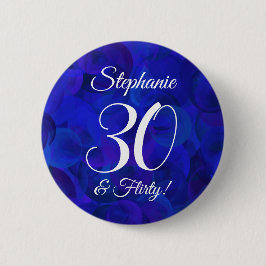 Chapa Redonda De 5 Cm Royal Blue 30 y Flirty Birthday Party