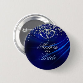 Chapa Redonda De 5 Cm Royal Blue Diamonds/Hearts Mother of Bride