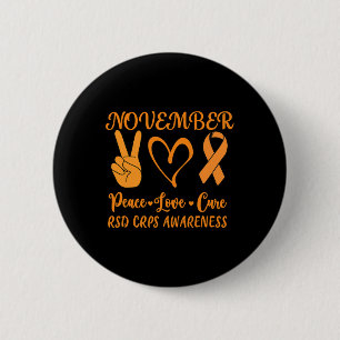 Chapa Redonda De 5 Cm Rsd Crps Awareness Month Noviembre Peace Love Cure