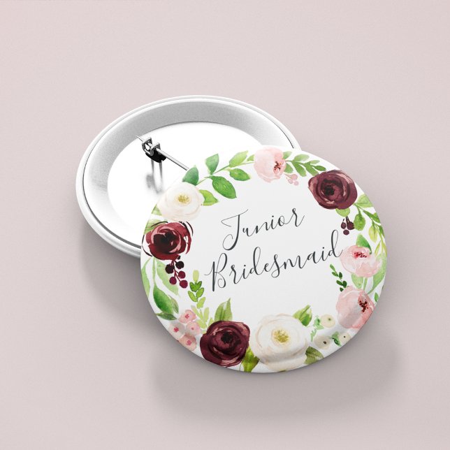 Chapa Redonda De 5 Cm Rubor Romance Junior Bridesmaid (Subido por el creador)