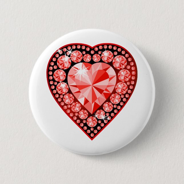 Chapa Redonda De 5 Cm Ruby Gemstone Heart (Anverso)