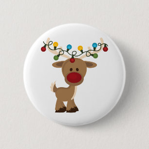 Chapa Redonda De 5 Cm Rudolph_with_Navidad_Lights