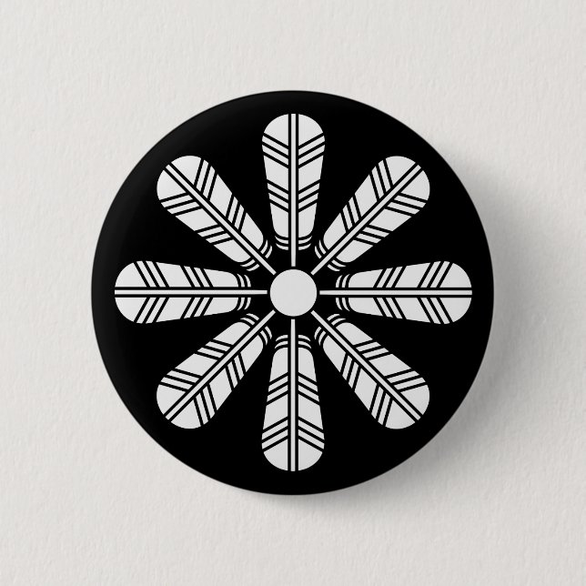 Chapa Redonda De 5 Cm Rueda de ocho plumas de halcón (Anverso)