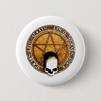 Chapa Redonda De 5 Cm Ruedas Pentagram rock and skull
