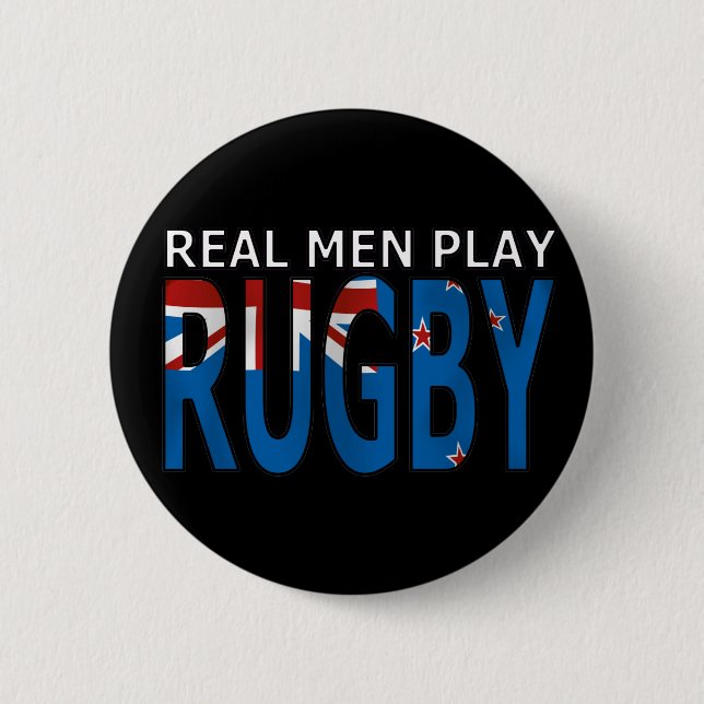 Chapa Redonda De 5 Cm Rugbi real Nueva Zelanda del juego de los hombres (Anverso)