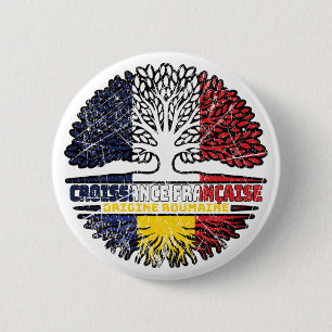 Chapa Redonda De 5 Cm Rumania Bandera de los árboles de Francia rumana