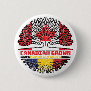 Chapa Redonda De 5 Cm Rumania Bandera de raíces de árbol canadiense ruma