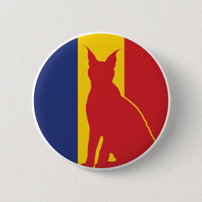Chapa Redonda De 5 Cm Rumania Lynx Bandera nacional animal rumana (Anverso)