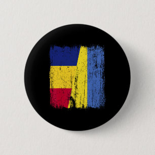 Chapa Redonda De 5 Cm Rumania Ucrania Media Bandera Herencia Rumana Ucra
