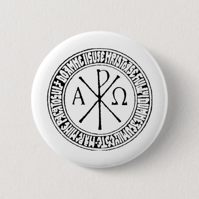 Chapa Redonda De 5 Cm Rumano Christogram con el rezo de Jesús (Anverso)