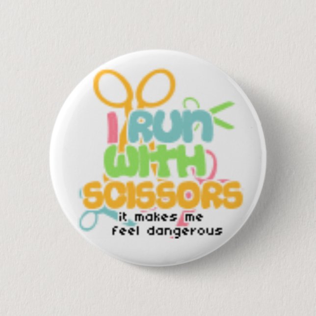 Chapa Redonda De 5 Cm Running with Scissors (Anverso)