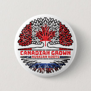 Chapa Redonda De 5 Cm Rusia Bandera de raíces rusas de árbol canadiense 
