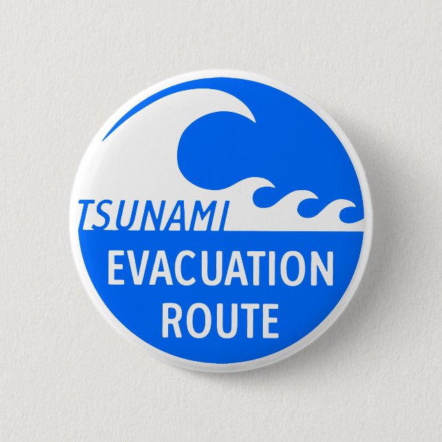 Chapa Redonda De 5 Cm Ruta de evacuación del tsunami (Anverso)
