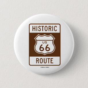 Chapa Redonda De 5 Cm Ruta histórica 66 (Rótulo de los E.E.U.U. de la