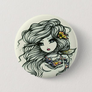 Chapa Redonda De 5 Cm Sacador de la fantasía de la hada del chica del