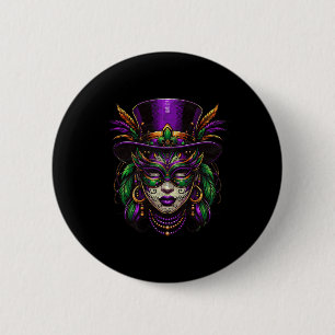 Chapa Redonda De 5 Cm Sacerdotisa de Mardi Gras Mujeres Nueva Orleans Br