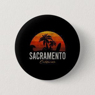 Chapa Redonda De 5 Cm Sacramento California Surfista Retro Playa Vintage