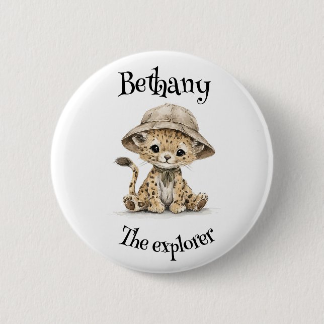 Chapa Redonda De 5 Cm Safari Adventure Babies | Cute Watercolour Animals (Anverso)