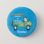 Chapa Redonda De 5 Cm Safari Adventure Personalized 1st Birthday<br><div class="desc">Wow! Where did the time go? It's time to celebrate a 1st birthday safari adventure. Personalized birthday button just for grandpa,  dad,  mom,  and more. Features your child's name along with a safari truck complete with a black and white zebra.</div>